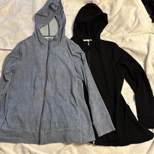 LOGO M French Terry Ruffle Back Zippered A-Line Hoodie With Kangaroo Pockets